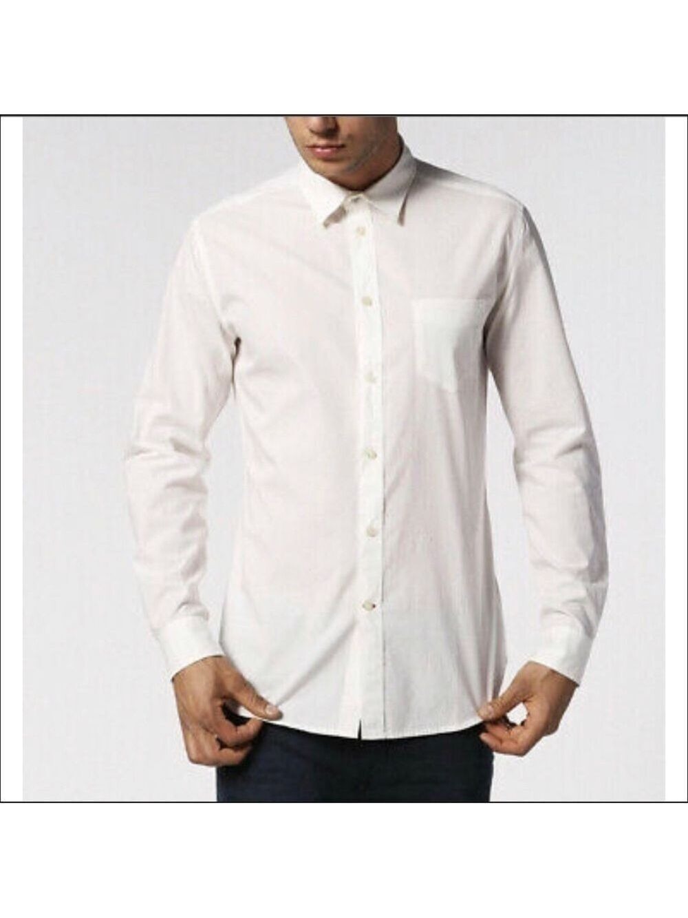Men’s Diesel S Guruso White Button Down Long sleeve XL!
